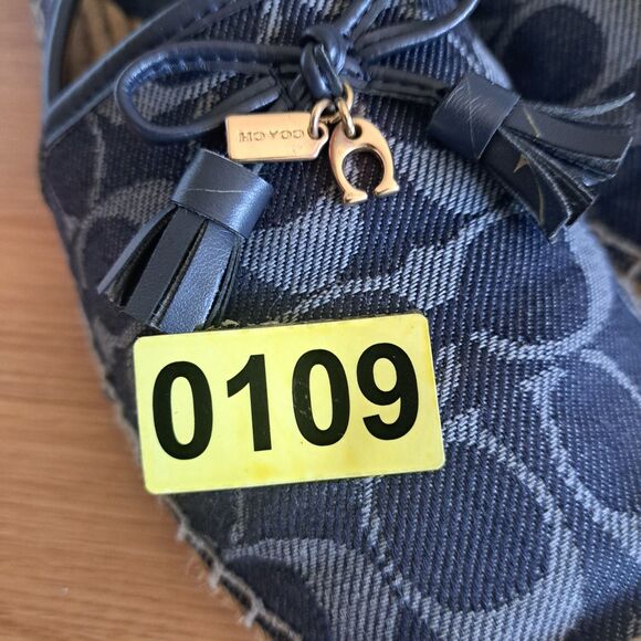 COACH Carson Espadrille Flats 8.5 Women’s Slip-On Shoes Denim Blue Logo Comfort - Picture 12 of 12